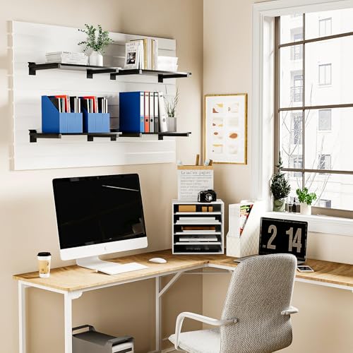 Wood Slatwall Shelves, Slat Wall Shelf Slatwall Acccessory for Garage, Home Improvement, Retail Display (2, 24''x12'')