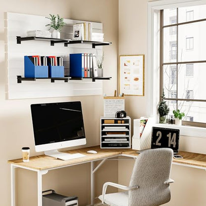 Wood Slatwall Shelves, Slat Wall Shelf Slatwall Acccessory for Garage, Home Improvement, Retail Display (2, 24''x12'')