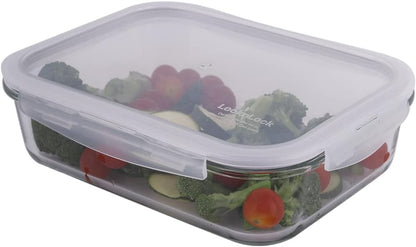 LOCK & LOCK Purely Better Glass Food Storage Container with Lid, Rectangle-51 oz, Clear