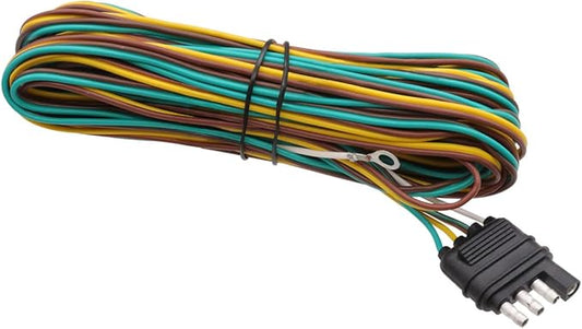 25ft Flat 4 Wire Trailer Light Wiring Harness Extension Kit, 18 Gauge White Ground Wire Trailer Wiring Harness for O-016 Trailers