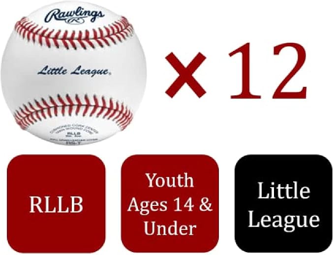Rawlings | LITTLE LEAGUE Tournament Grade Baseballs | Leather Cover | RLLB | Ages 14U | Game/Practice Use | 4 Count