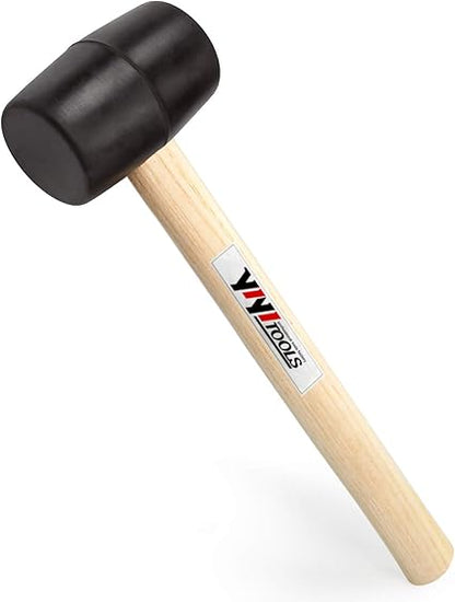 YY-2-005 Rubber Mallet Hammer With Wood Handle8-oz, black
