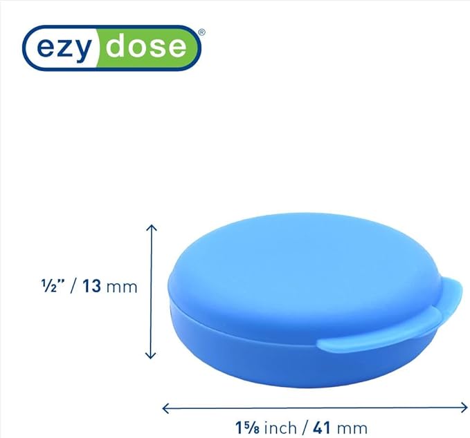 EZY DOSE Daily Round, Portable On-The-Go Pocket Pharmacy, Pill Box, Organizer and Vitamin Containers, Snap Shut Lids, Perfect for Traveling, Blue  Pink, 2 Pack, BPA Free