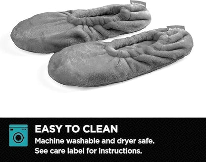 Brookstone Plush Footies - Slippers with Memory Foam Insole - Ultra-Soft Sherpa Footies for Indoor Wear, Non-Skid Sole, One-Size-Fits-Most, Machine Washable Slippers for Women