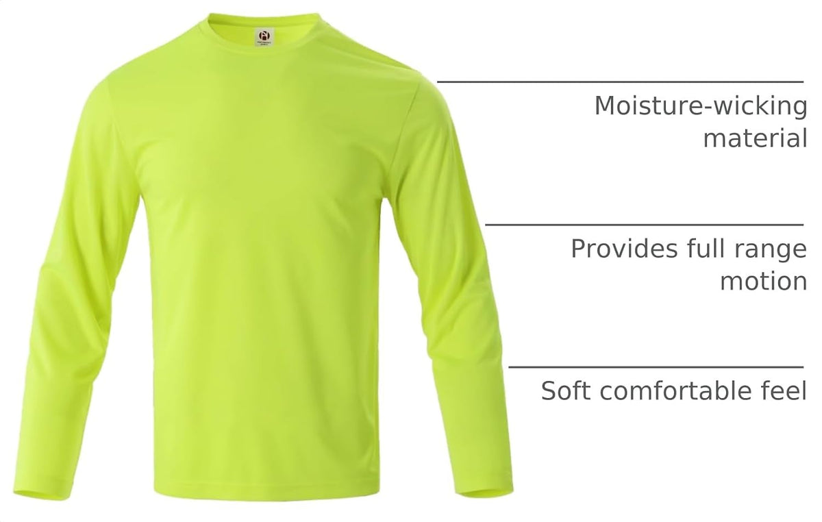 Facitisu Men Long Sleeve T Shirts Pack Quick Dry Athletic Running Activewear Workout Performance Tee Shirts