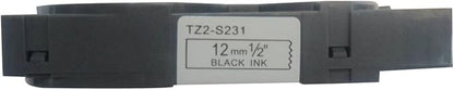 Black on White Cassette Compatible for Brother Sticky TZ-S231 TZe-S231 Label Tape 12mm x 8m (1/2 x 26")