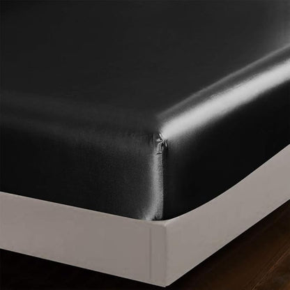 AiMay 6 Piece Satin Bedding Sheet Set Queen Black Deep Pocket 1800 Series Luxury Rich Silk Silky Super Soft Solid Color 4 Pillowcases Reversible Sexy Honeymoon Wrinkle Free (Queen,Black)