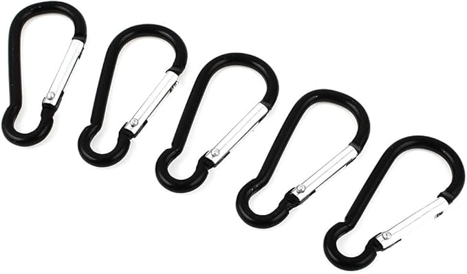 Qtqgoitem Aluminum Carabiner Calabash Key Chain Keyring Clip Hook 2" 5 Pcs Black (Model: 6d2 dfe ac7 2e8 b8c)
