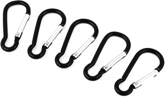 Qtqgoitem Aluminum Carabiner Calabash Key Chain Keyring Clip Hook 2" 5 Pcs Black (Model: 6d2 dfe ac7 2e8 b8c)