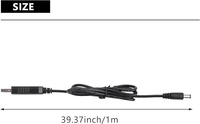 USB DC 5V To DC 12V 2.1mm X 5.5mm Module Converter DC Barrel Male Connector Jack Power Cable Plug,USB to DC Cable -1M (5V To DC 12V), Black