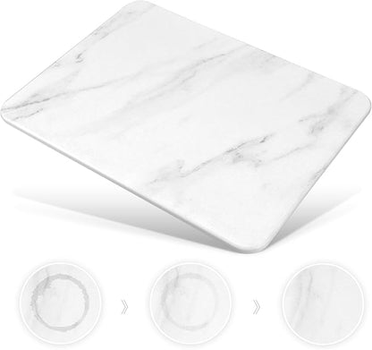 Stone Dish Drying Mats for Kitchen Counter, Ultra Absorbent, Fast Dry, Non-Slip, Heat Resistant, Eco-Friendly Diatomaceous Earth Mat for Baby Bottles, Dishes, and More(16x12 inch, Whtie Marble)