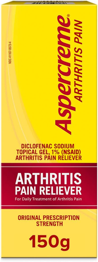Aspercreme Arthritis Pain Relief Gel for Arthritis  Joint Pain, Non-steroidal Anti-inflammatory Topical Gel with Max-Strength Diclofenac Sodium, 150 g