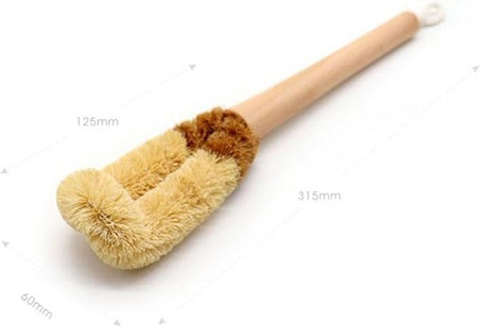 Bottle Cleaner Brush Long Handle L-shape Cup Brush Straight Bottle Brush Cleaning Brush for Kitchen, 31.5x6cm, Brown