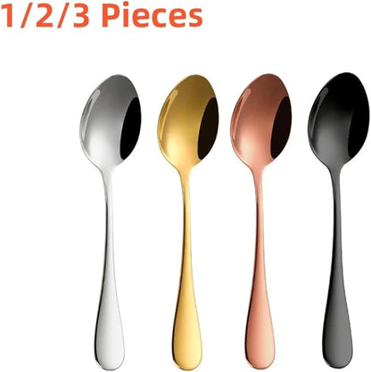 Pieces Gold Stirring Teaspoons Stainless Steel Coffee Spoon Set Ice Cream Cake Dessert Mini Spoon Afternoon Party Cutlery (Color : Gold, Size : 2 Pcs)
