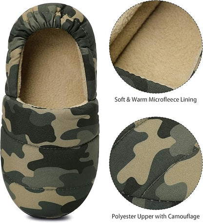 11-12 Bigwow Boys Camouflage Slippers Elastic Closed Heel House Shoes for Toddler Kids