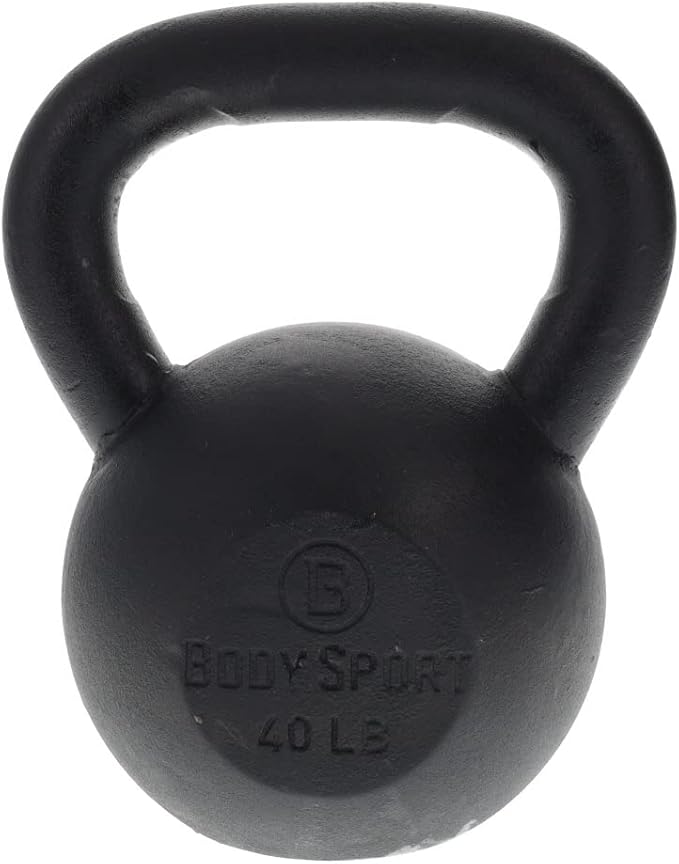 Body Sport Cast Iron Kettlebell, 40 lb. – At-Home Gym Equipment – Kettlebell Free Weights – Strength & Core Training Equipment – Cast Iron Resistance Workout Gear