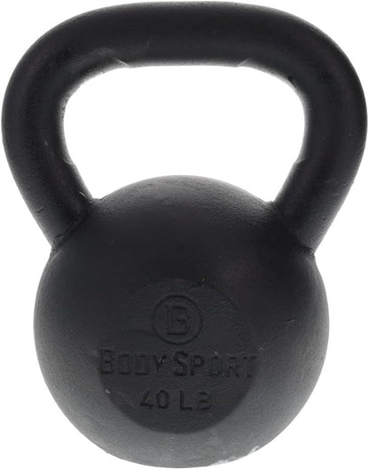 Body Sport Cast Iron Kettlebell, 40 lb. – At-Home Gym Equipment – Kettlebell Free Weights – Strength & Core Training Equipment – Cast Iron Resistance Workout Gear