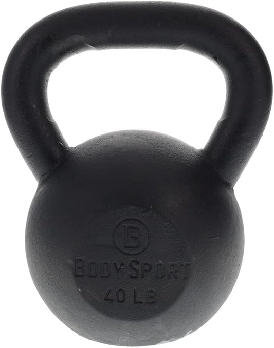 Body Sport Cast Iron Kettlebell, 40 lb. – At-Home Gym Equipment – Kettlebell Free Weights – Strength & Core Training Equipment – Cast Iron Resistance Workout Gear