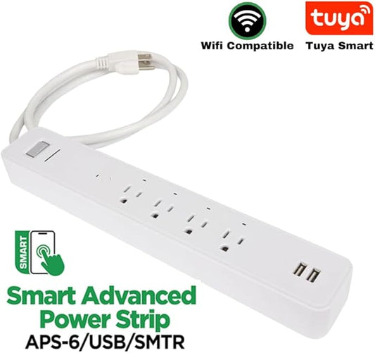 MaxLite, APS-6/USB/SMTR, Smart Advanced Power Strip, 4 AC Outlets, 2 USB Ports, 245 Joules of Surge Protection, App Controlled, Google & Alexa Compatible