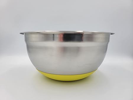 Professional Grade 2.7 Quart Stainless Steel Mixing Bowl With Grip Bottom  Yellow