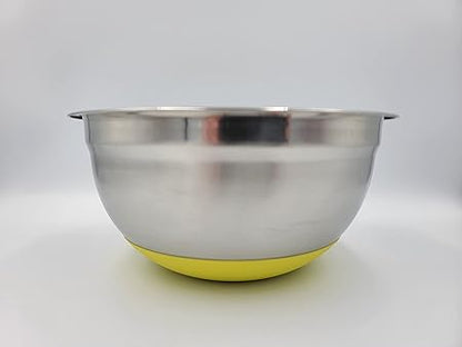 Professional Grade 2.7 Quart Stainless Steel Mixing Bowl With Grip Bottom  Yellow