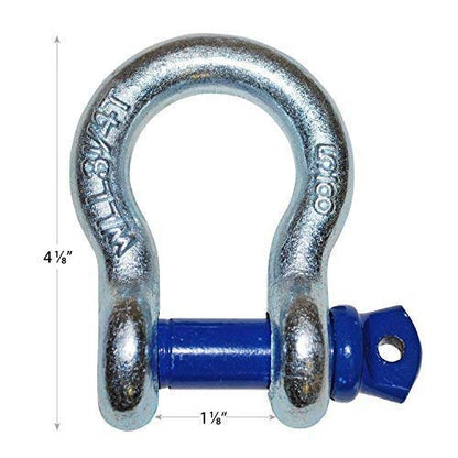 58" Shackle - D Ring 3.25 ton (6500 lbs) - 2 Pack - Shipper Supplies