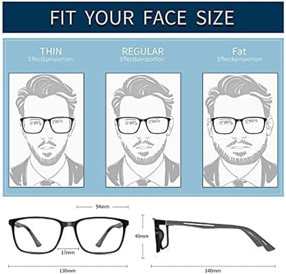 BLUEMOKY Blue Light Reading Glasses for Men?Sport Square Frame Readers, Anti Glare Computer Glasses