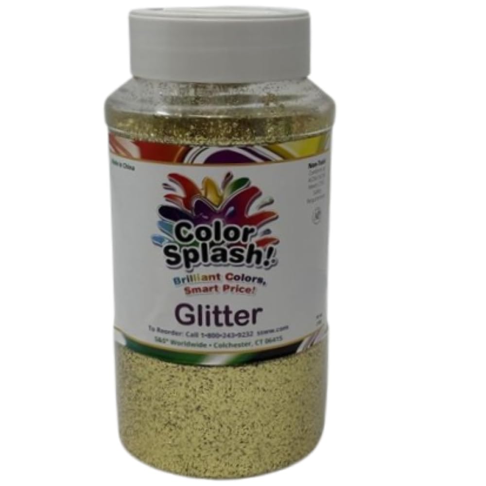 S&S Worldwide Color Splash Glitter, Gold, 1lb. Shaker Top