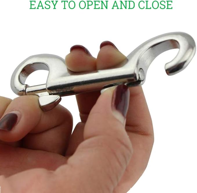 Double Ended Bolt Snap Hooks, Stainless Steel Double End Heavy Duty Trigger Snaps for Water Bucket/Dog Leash/Pet Feed Bucket/Pet Hammock and More, Pack of 6(3.5inch,Silver)