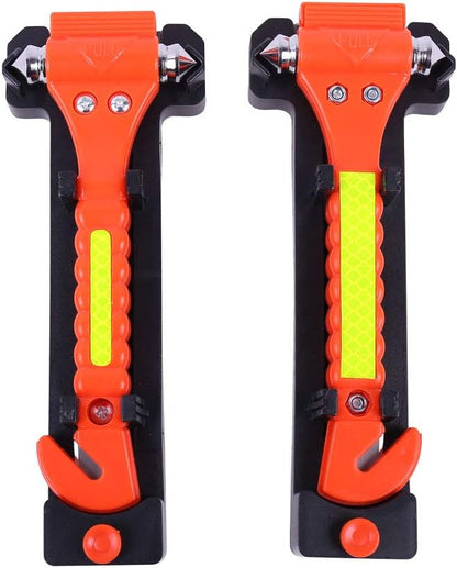 2 PCS Go DeCho Car Safety Hammer Emergency Escape Tool with Seat Belt Cutter and Vehicle Window Glass Breaker with Light Reflective Tape, (Does not Include Holder)