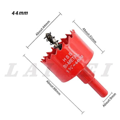 Hole Saw Drill Bit LAIWEI HSS Hole Cutter with Arbor for Wood,PVC Board and Plasterboard(1-34"(44mm Hole Saw))