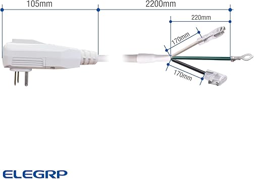 ELEGRP L22615 240V 15A 3600W 14AWG LCDI Power Cord Plug 60Hz NEMA 6-15P for AC Air Conditioner, E250451 UL Certified, 7.5FT Leakage Current Detection Interrupter Replacement 0661515LY L15615 (1 Pack)