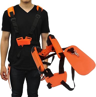 Shoulder Strap for Weed Eater Trimmer, Adjustable Brush Cutter Double Shoulder Belt, Gardening, Harness Weed Accessories Leaf Brower Orange Black