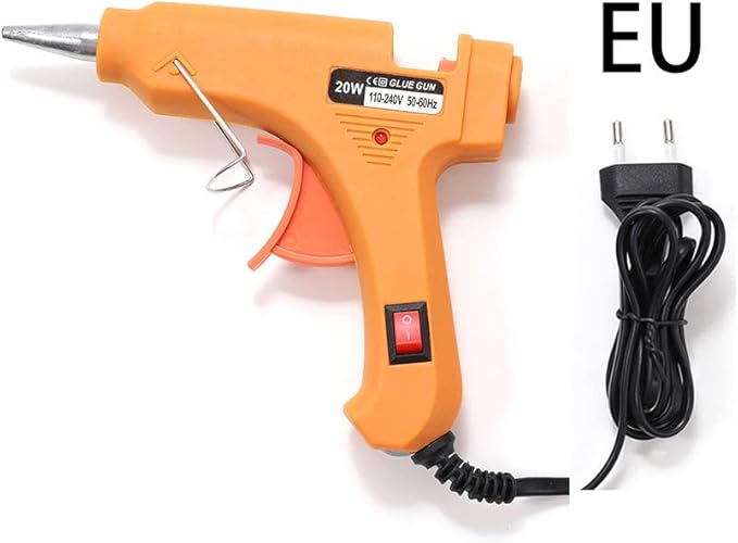 1 set 20W Hot Melt Glue Gun With Glues Stick Industrial Craft Mini Guns Thermo Electric Heat Temperature Tool For DIY Jewelry Making (Orange-EU)