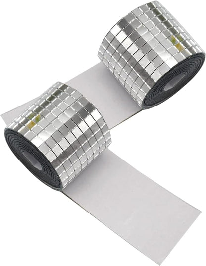 2 Rolls Self Adhesive Mirror Mosaic Decals of Decorative Craft Tiles for Projects Easy to Peel and Stick Durable for Walls Glass and Smooth Surfaces