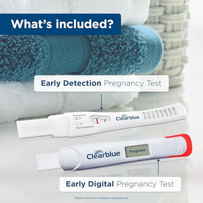 Clearblue Early Pregnancy Test Kit, at-Home Pregnancy Test Kit for Women, hCG Hormone Pregnancy Tests with Easy-to-Read Results, 7 Tests