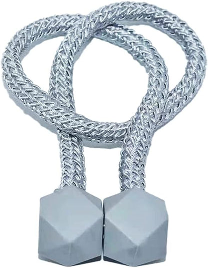 Rope Holder Buckles 2 Pack Magnetic Curtain Tiebacks, Decorative Straps No Tools Required, Convenient Magnetic Tie Backs Hooks for Patio Curtain tie Backs