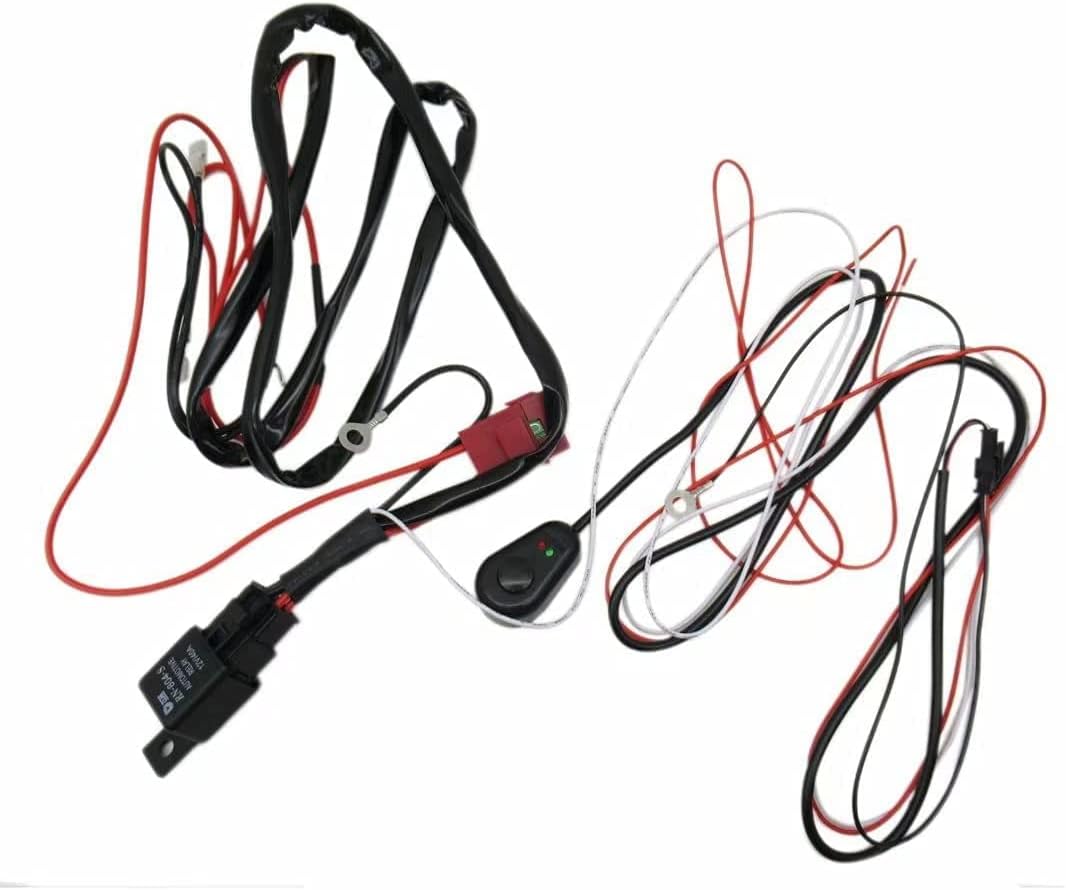LED Light Bar Wiring Harness Kit 12V 40Amp 18AWG Fuse Relay ON/OFF Switch Fits For 12V light bars, spot lights, fog lights, driving lights, work lights