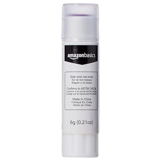 Basics Purple Washable School Glue Sticks, Dries Clear, 0.21 oz Stick, 4-Pack