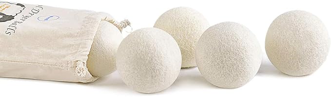 Wool Dryer Balls 6-Pack XL Laundry Dryer Balls Reusable Natural Fabric Softener New Zealand Organic Wool Handmade Reduce Wrinkles & Shorten Drying Time by WANTELL (White, XL)