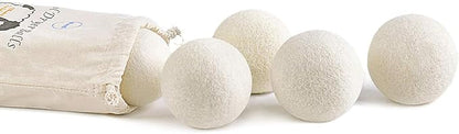 Wool Dryer Balls 6-Pack XL Laundry Dryer Balls Reusable Natural Fabric Softener New Zealand Organic Wool Handmade Reduce Wrinkles & Shorten Drying Time by WANTELL (White, XL)