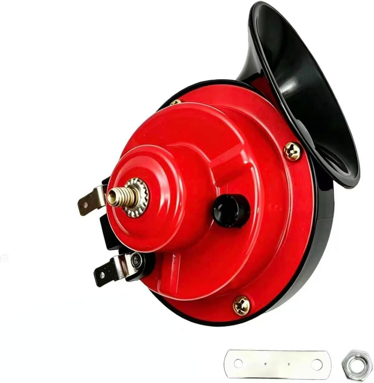 300DB Super Loud Car Horn, 12V Waterproof Air Horn Replacement Kit, Electric Snail Horn for Cars, Motorcycles, Trucks, Bicycles, Marine Cars, Universal Automotive Accessories (Mounting Hardware is black)