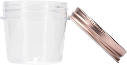 Novelinks 4 Ounce Clear Plastic Jars with Rose Gold Lids - Refillable Round Clear Containers Clear Jars Storage Containers for Kitchen  Household Storage - BPA Free (20 Pack)