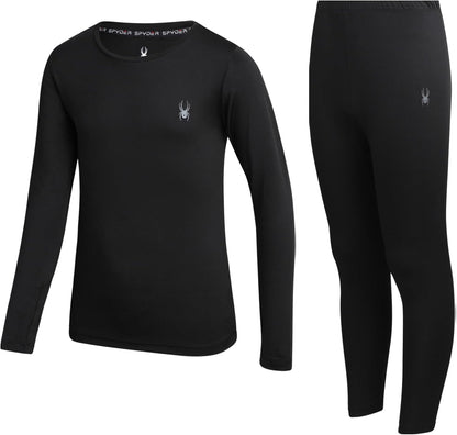 Spyder Kids Thermal Underwear Set - 2 Piece Moisture Wicking Insulated Girls Boys Thermal Set Base Layer Long Johns for Kids