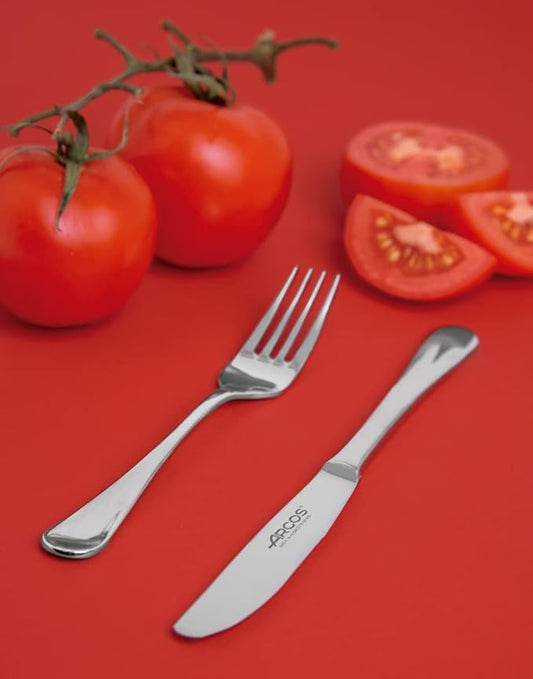 ARCOS Series Madrid-Table Fork-monoblock of one Piece Stainless Steel 1810 and 190 mm. 7.5 Inches. Silver Color