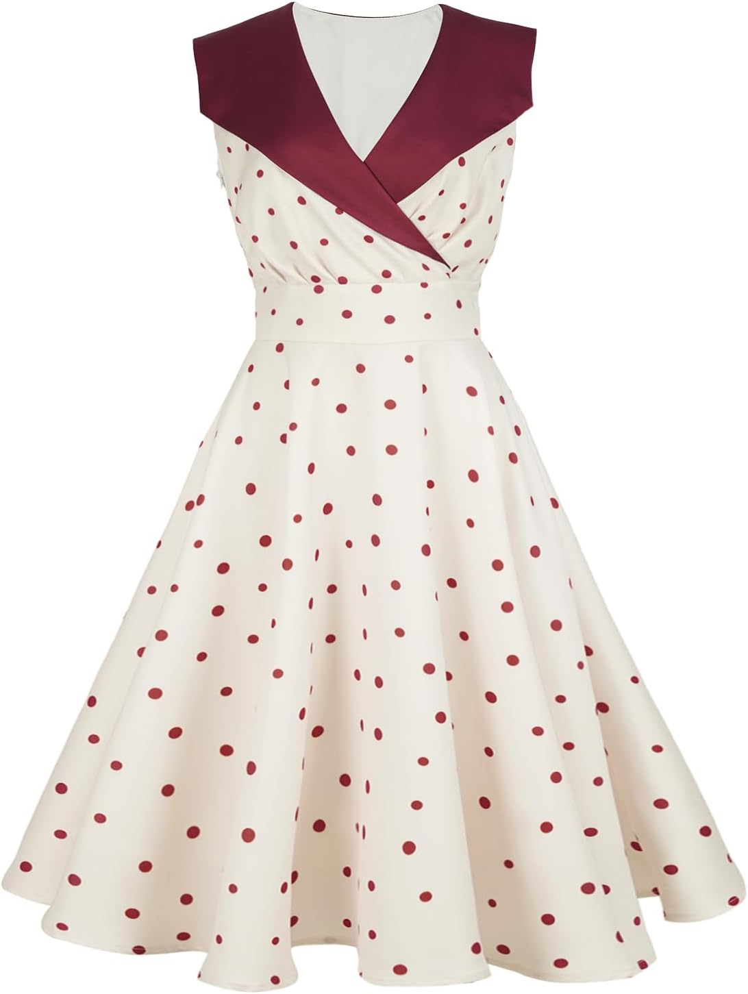 HIGAKI Women's 1950s Dress Tea Party V-Neck Sleeveless Dress