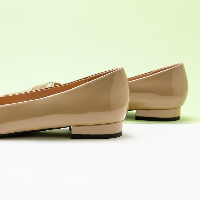 C.Paravano Women Flats | Pointed Toe Shoes | Ballet Flats | Work Daily Wear | Pointy Toe, Metal Decor, Comfortable Lambskin Leather Insole, Memory Foam, Elegant Dressy, Party Office Casual, Classic Chic