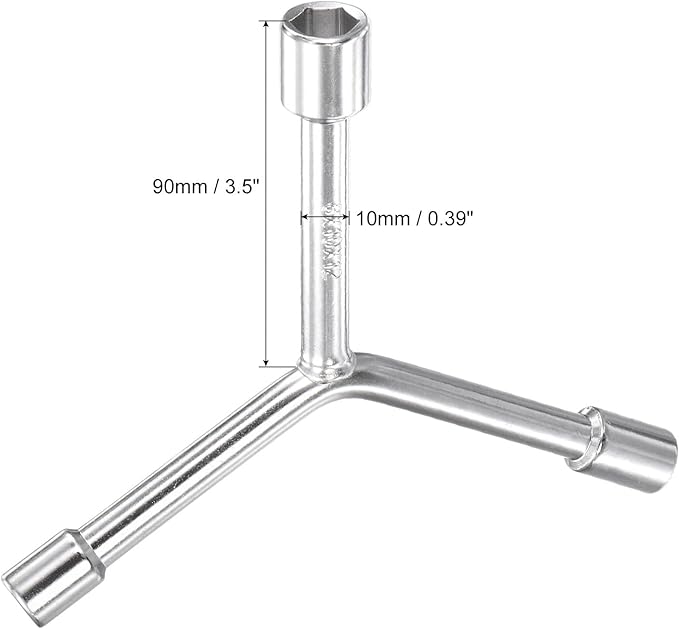 uxcell Y Type 3 Way Hex Socket Wrench, 8mm 10mm 12mm Combination Repair Spanner Tool, 3.5-inch