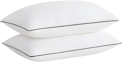 Acanva Bed Pillows for Sleeping 2 Pack, Premium 3D Microfiber Polyester Filling, Cooling Surface, Machine Washable, Standard (Pack of 2), Black 2 Count