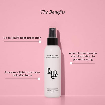 L'ANGE HAIR Thermal Agent - Thermal Heat Protectant Spray for Hair - Guards Strands from Damage Up to 450F - Enhances Shine, Volume  Controls Frizz - Lightweight, Non-Greasy Formula - 4 Fl oz